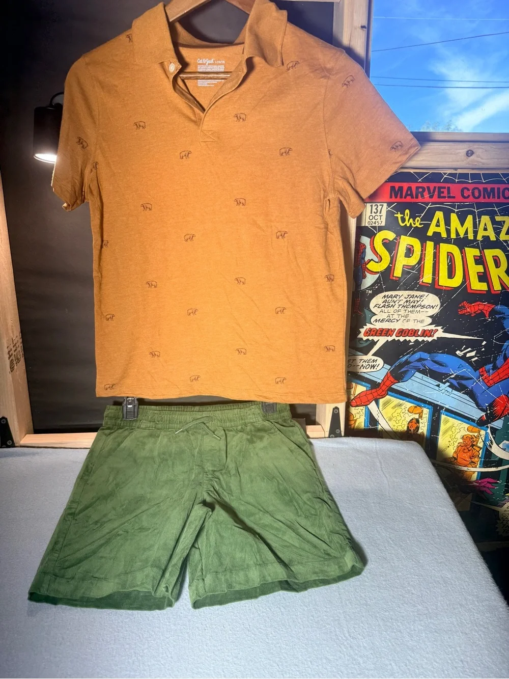 Cat & Jack Orange Polo and Green Shorts Matching Set